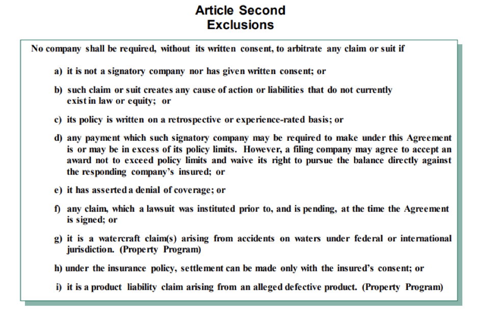 Article Second Exclusions